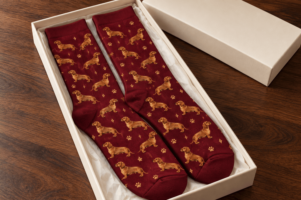 Herrensocken mit Dackelmuster