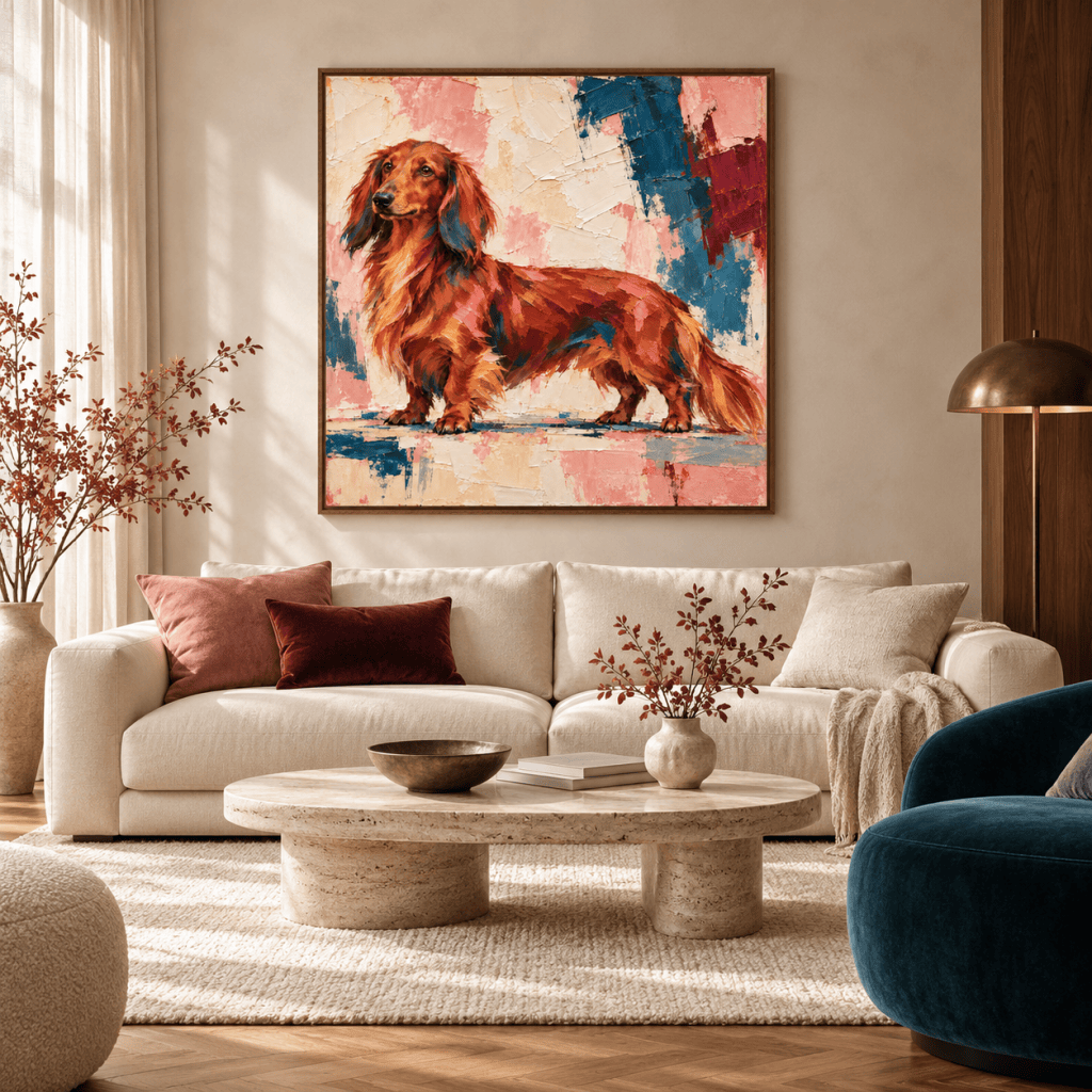 Wandbild Langhaardackel 