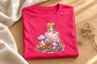 Lila Pilze Dackel T Shirt